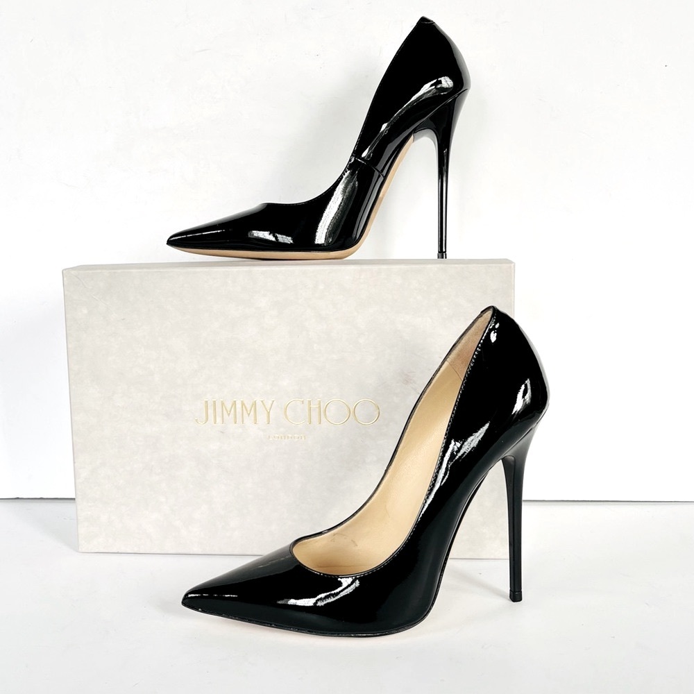 Jimmy Choo black patent leather Anouk heels 37.5 - Picture 3 of 16